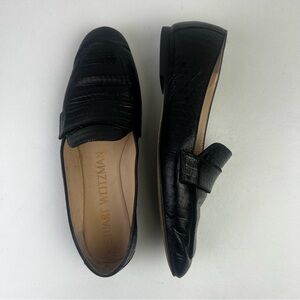 Stuart Weitzman Women Black Embossed Leather Classic Flats Size 6